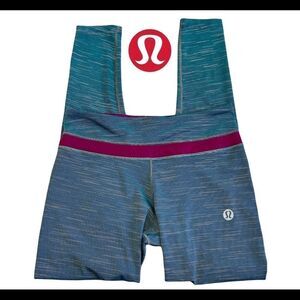 LULULEMON Teal Aquamarine With Purple Leggings Size 4